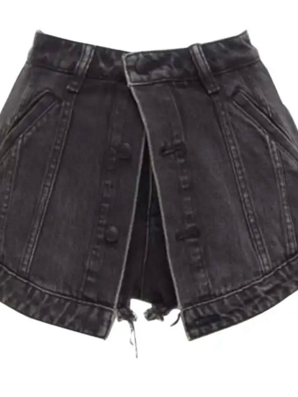 Designer Inspire Alexander Wang Black Washed Layered Skort high Waist Size 26